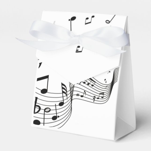 Music Notes on White  Favour Box (Front Side)