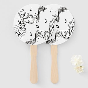 Music Notes on White Hand Fan