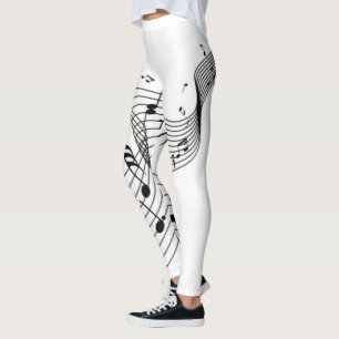 Music Notes on White  Leggings
