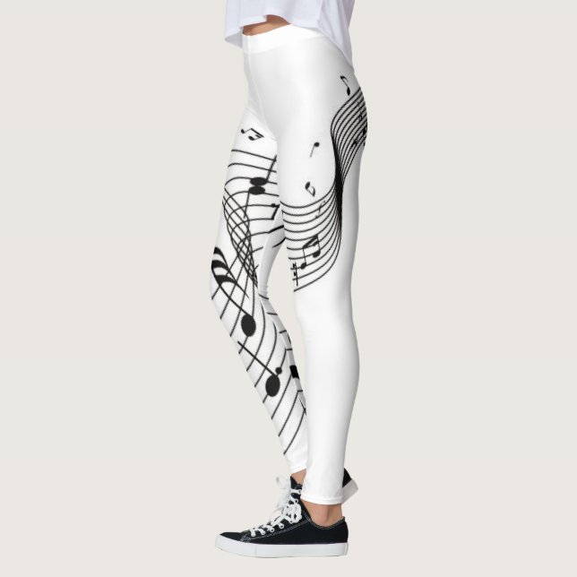 Music Notes on White  Leggings (Left)