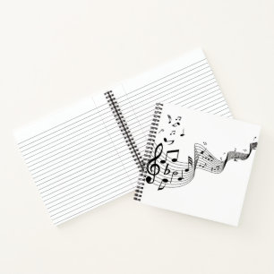 Music Notes on White  Notebook