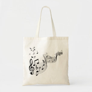 Music Notes on White Tote Bag