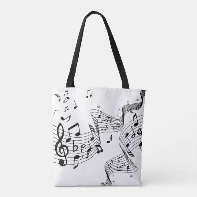 Music Notes on White Tote Bag (Back)