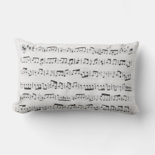 Music Notes on Whitewashed Wood Lumbar Cushion