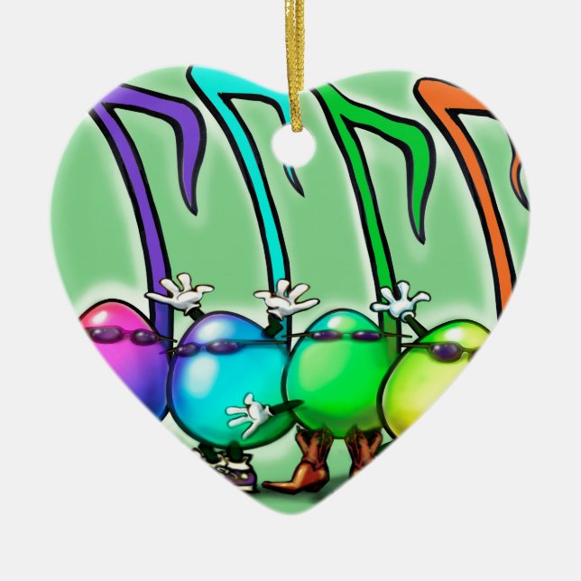 Music Notes Party Ceramic Tree Decoration (Front)