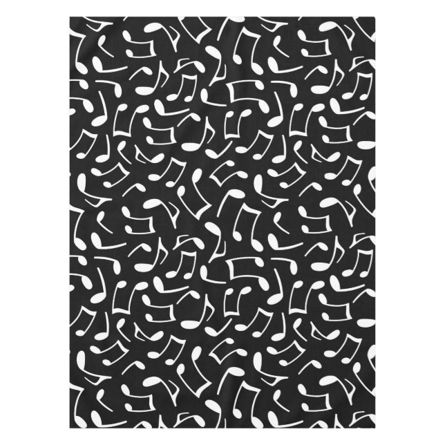 Music Notes Pattern Black and White Tablecloth (Front)