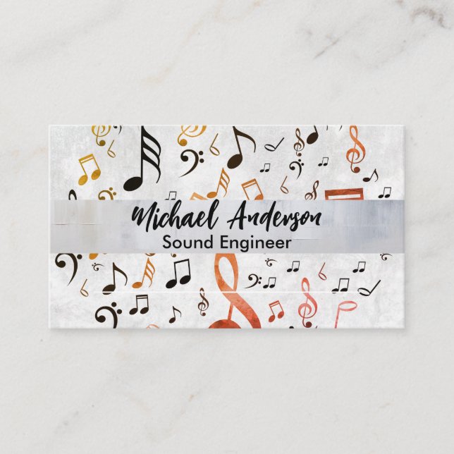 Music Notes Pattern Business Card (Front)