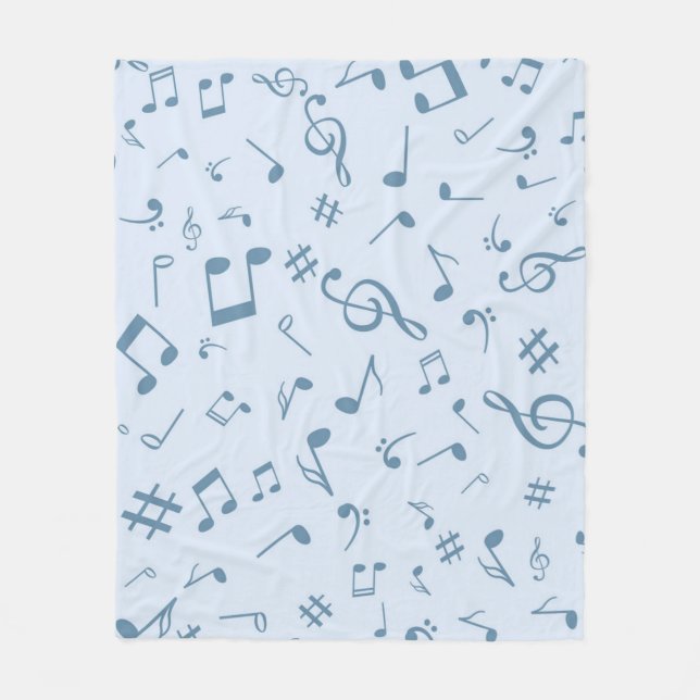 Music notes pattern fleece blanket (Front)