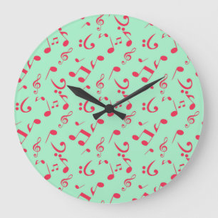 Music notes pattern large clock