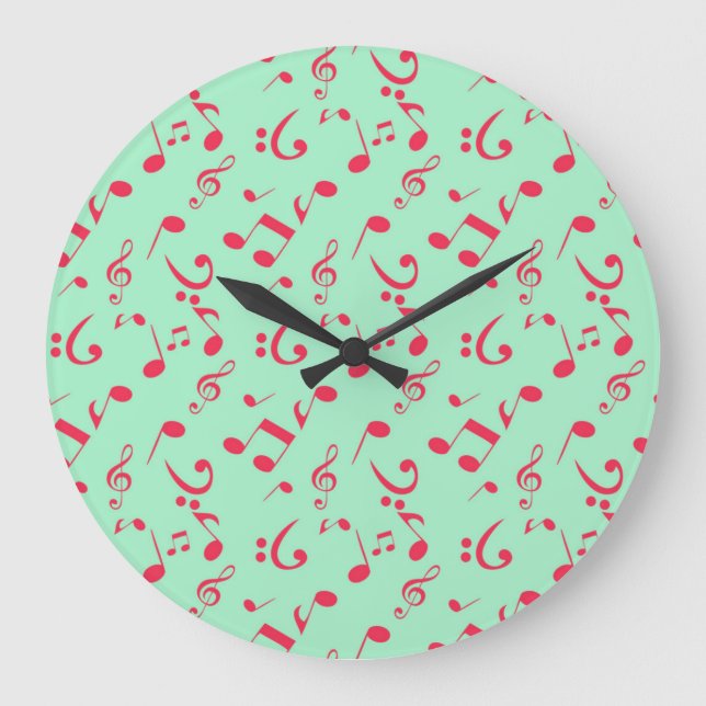 Music notes pattern large clock (Front)
