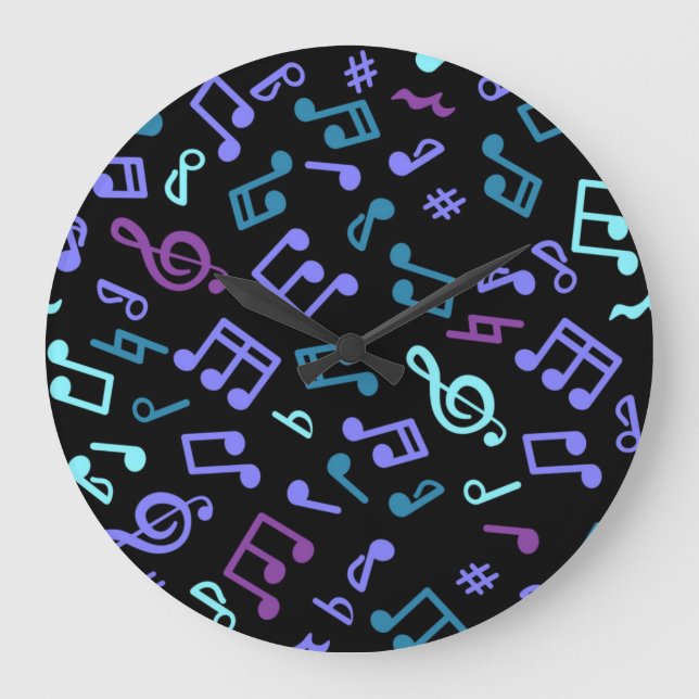Music notes pattern large clock (Front)