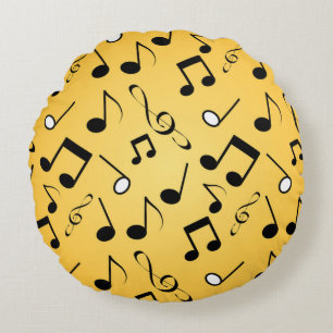 Music notes pattern round cushion