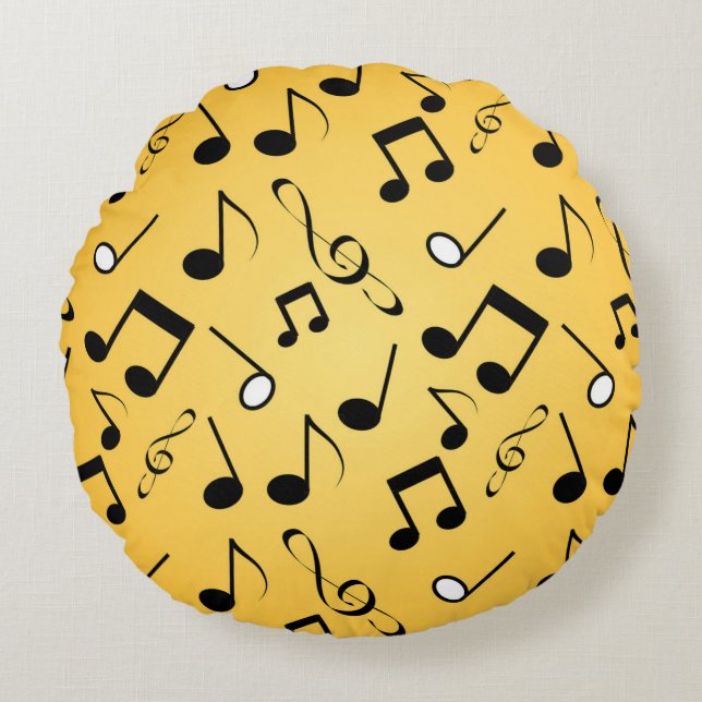 Music notes pattern round cushion (Front)