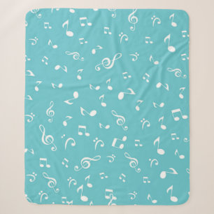 Music notes pattern sherpa blanket