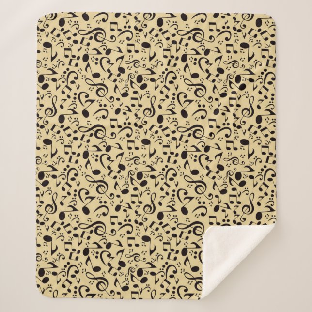 Music notes pattern sherpa blanket (Front)