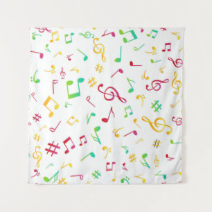 Music notes pattern tapestry