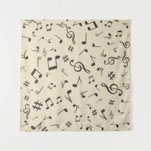 Music notes pattern tapestry