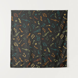 Music notes pattern tapestry