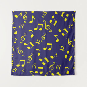 Music notes pattern tapestry