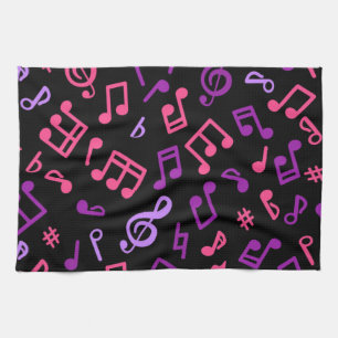 Music notes pattern tea towel