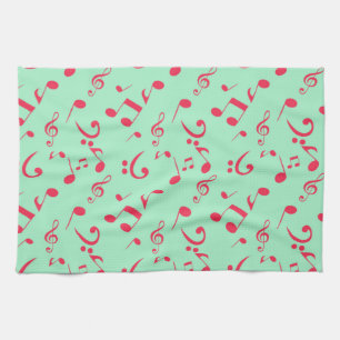 Music notes pattern tea towel