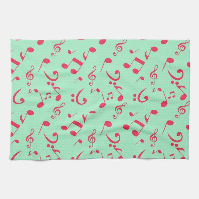 Music notes pattern tea towel (Horizontal)