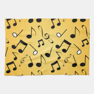 Music notes pattern tea towel
