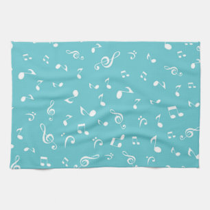Music notes pattern tea towel