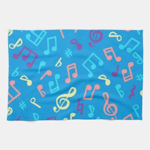 Music notes pattern tea towel