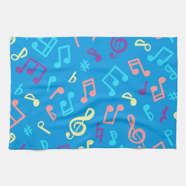 Music notes pattern tea towel (Horizontal)