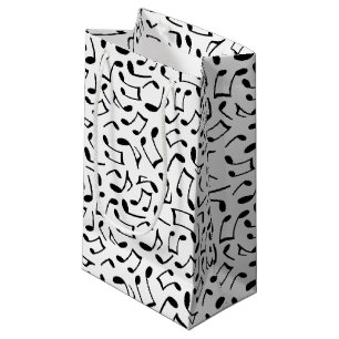 Music Notes Pattern White and Black Small Gift Bag