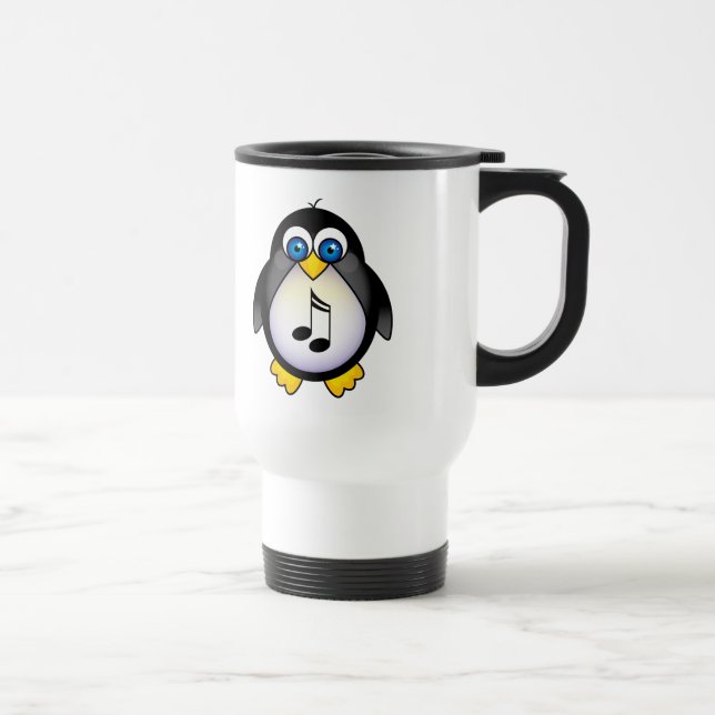 Music Notes Penguin Gift Travel Mug (Right)