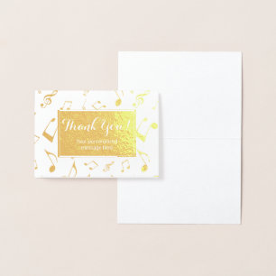 Music Notes Personalised Real Gold Foil Thank you Card