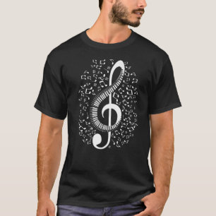 Music Notes Pianist Piano Treble Clef Keyboard Vin T-Shirt