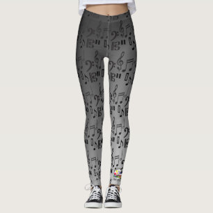 MUSIC Notes Piano Keyboards Guitar Leggings