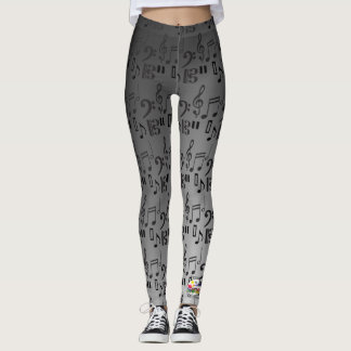 MUSIC Notes Piano Keyboards Guitar Leggings