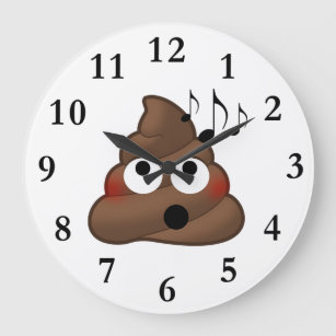 Music Notes Poop Emoji Large Clock