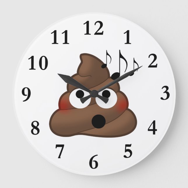 Music Notes Poop Emoji Large Clock (Front)