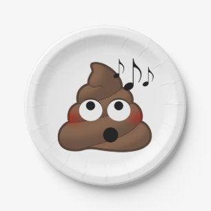 Music Notes Poop Emoji Paper Plate