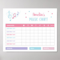 Music Notes Practice Pink Purple Reward Chart