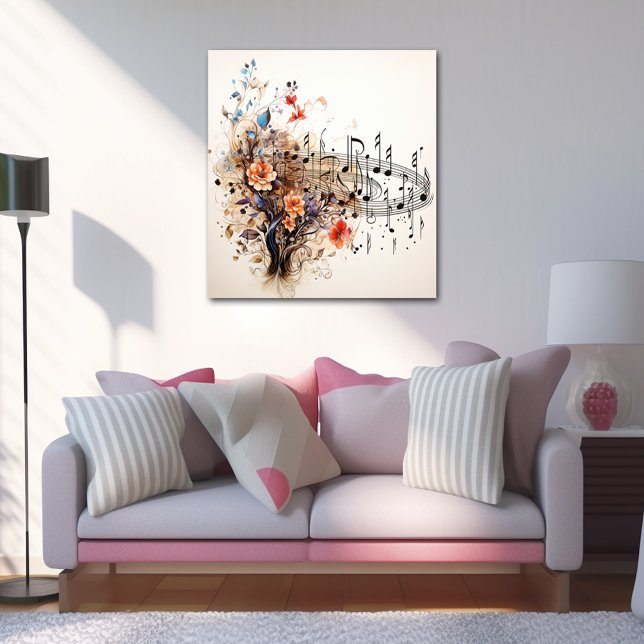  Music Notes Pretty Flowers Colourful Abstract  Poster (Creator Uploaded)