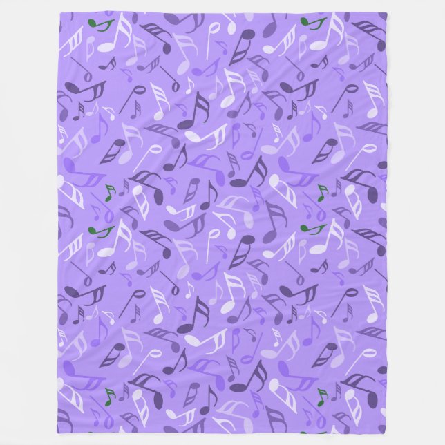 Music Notes Purple Fleece Blanket (Front)