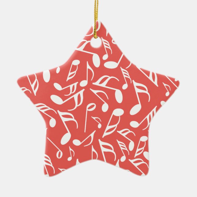 Music Notes Red Ceramic Tree Decoration (Front)