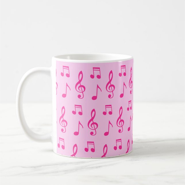 Music Notes Seamless Pattern In Pink Tones  Coffee Mug (Left)