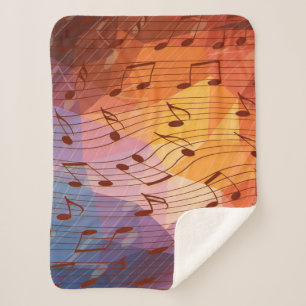 Music notes sherpa blanket