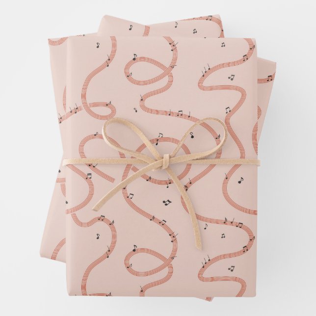 Music Notes Sign additional Pink Wrapping Paper Sheet (In situ)