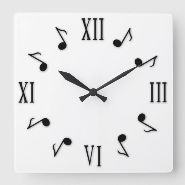 Music Notes Square Wall Clock (Front)