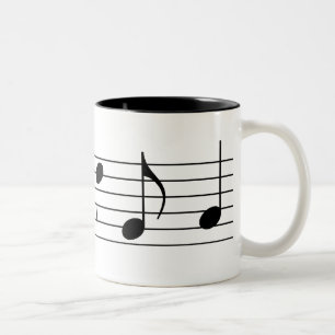 Music Notes & Staff Two-Tone Coffee Mug