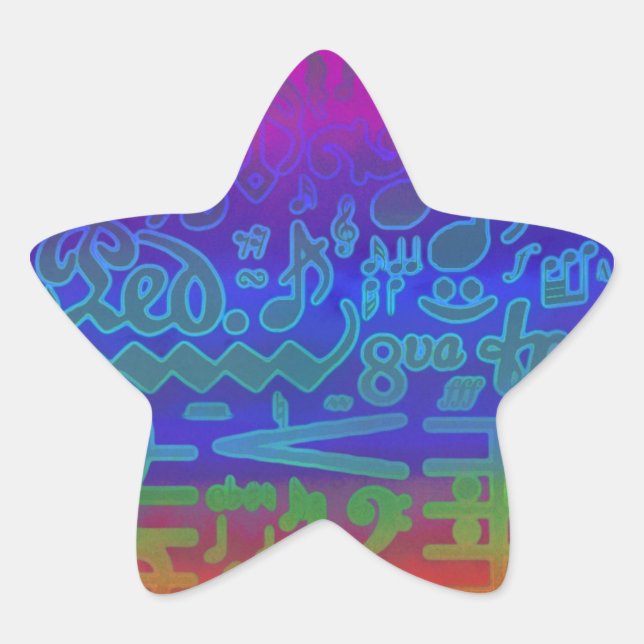 Music Notes Star Sticker (Front)
