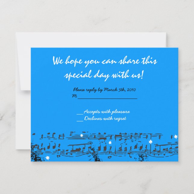 Music Notes Stars Bat Mitzvah Invitation REPLY (Front)